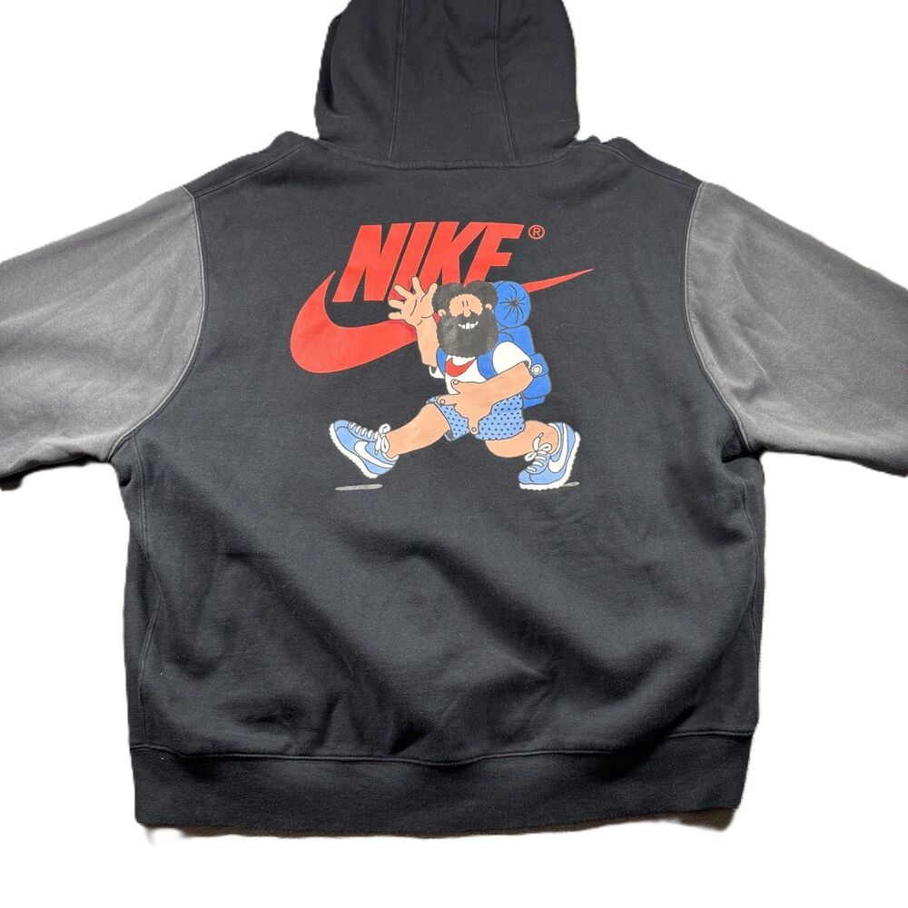 Nike Men Hiker Club Fleece Pullover Hoodie Forrest Gump Black Gray XXL Q240